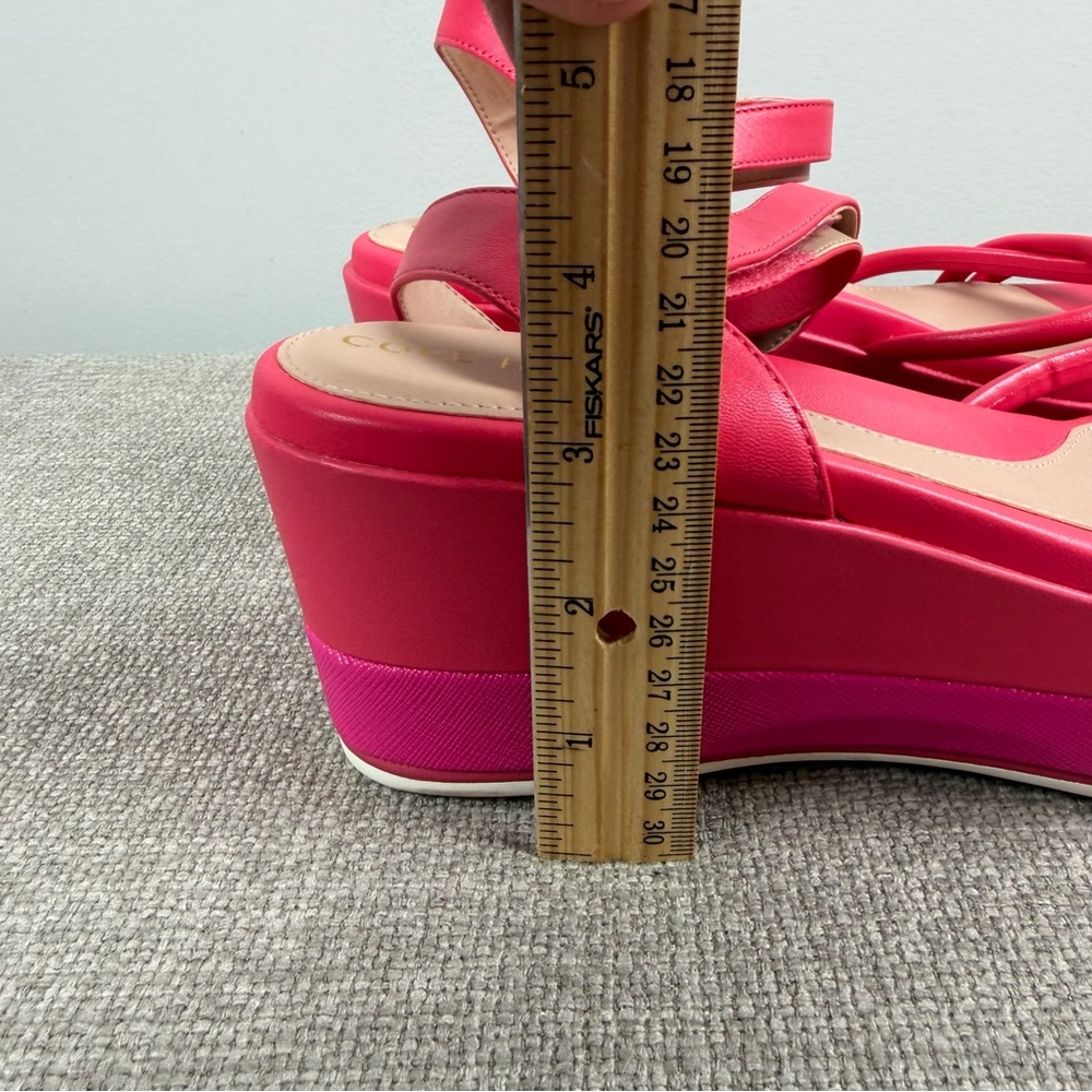 Cole Haan Neon Pink Puffy Strap Grand Ambition Addison Flatform Wedge Sandals 9 - Picture 4 of 12